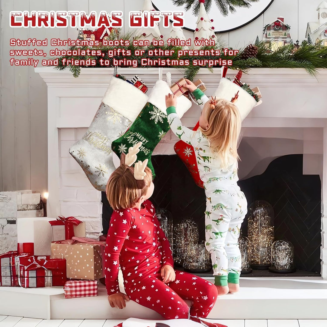 3 Stück Personalisiert Nikolausstrumpf, Gestrickt Weihnachtsstrumpf, Befüllen nikolausstiefel, Kinde