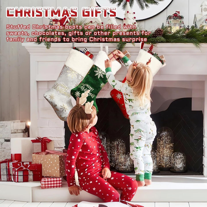 3 Stück Personalisiert Nikolausstrumpf, Gestrickt Weihnachtsstrumpf, Befüllen nikolausstiefel, Kinde