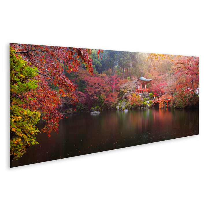 islandburner Bild auf Leinwand Daigo Ji Tempel Herbst Panorama Blick Bunt Ahornbäume Kyoto Japan Bil