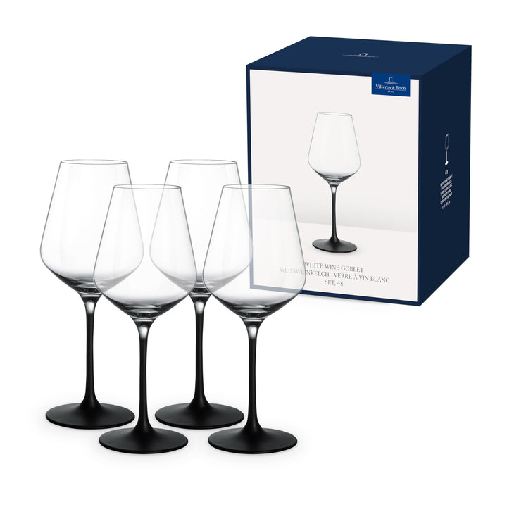 Villeroy & Boch – Manufacture Rock Weissweinglas Set 4 teilig 380 ml, Weissweingläser, Weinglas schw