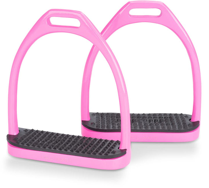 Equinate Steigbügel Midway 10cm Rosa - Mit Anti-Rutsch Trittfläche aus Gummi - Für Erwachsene und Ki