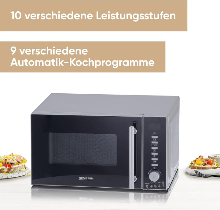 SEVERIN 3-in-1 Mikrowelle mit Grill und Heissluftfunktion, Minibackofen mit 10 Leistungsstufen, mult