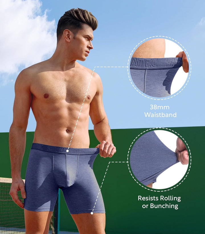 Separatec Herren Boxershorts 4er Pack Doppelbeutel Dual Pouch, Bambus Unterhosen Männer, Stretcken H