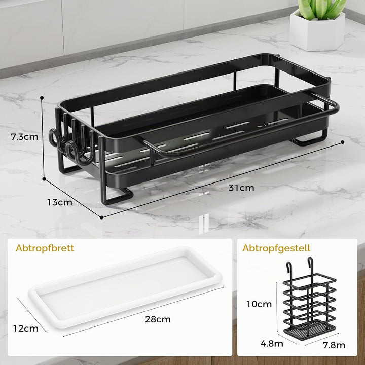 Küche Spülbecken Organizer Wand, Spüle Organizer mit Abflusspfanne/Lappenhalter, Waschbecken Organiz