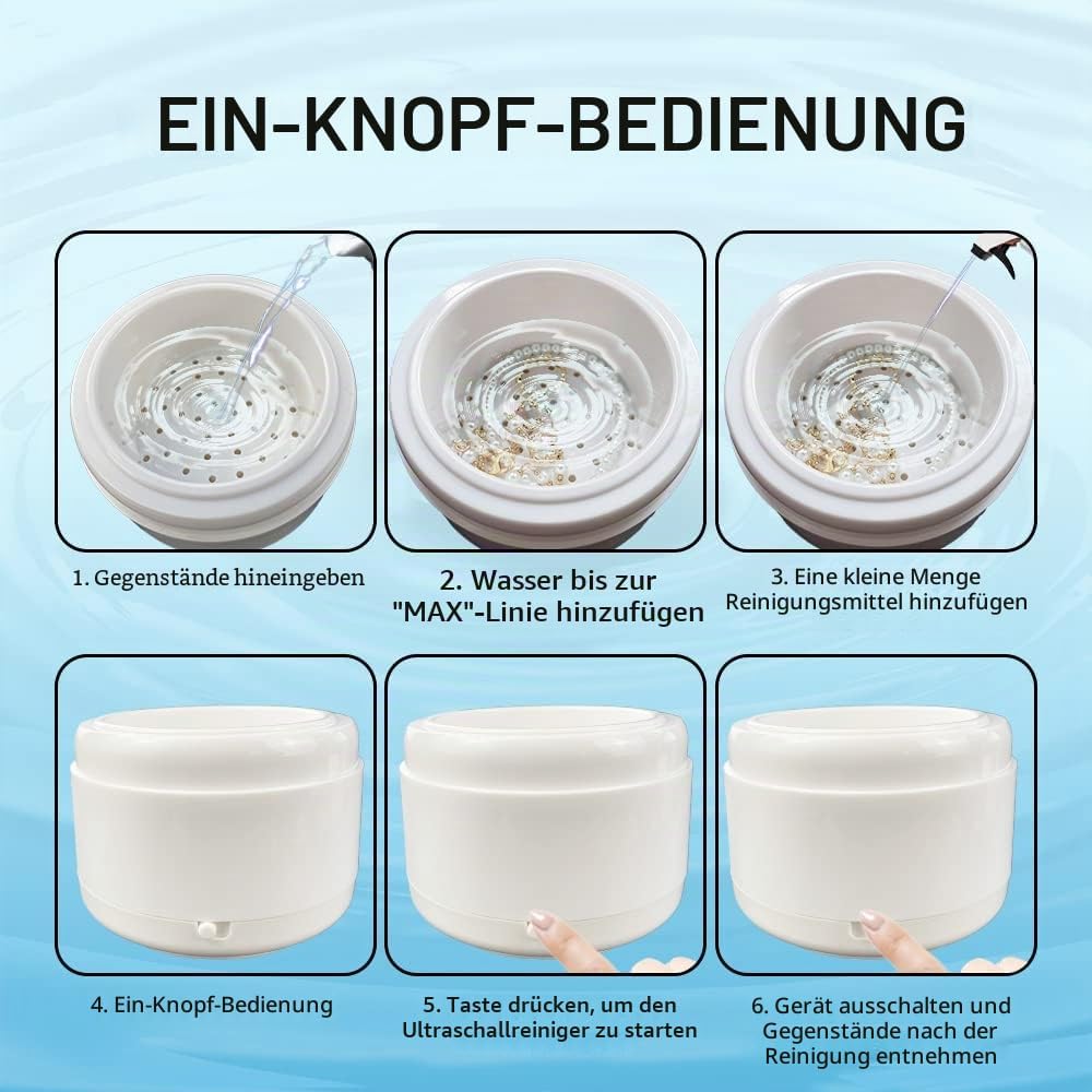 Professioneller Schmuckreiniger mit für Ringe, Uhren, Münzen, Werkzeuge, Ohrringe, Halsketten, tragb