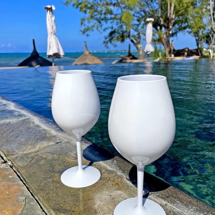 DoimoFlair Weingläser aus Kunststoff bruchsicher Weinbecher Sektgläser Plastik Weiss 51 cl. Set 6 St