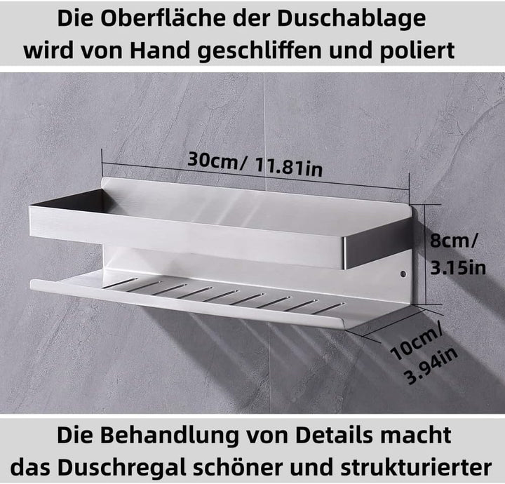 HomeHeng Duschablage Ohne Bohren Gebürstetes Nickel, Duschregal Wandmontage Badregal Duschkorb Edels
