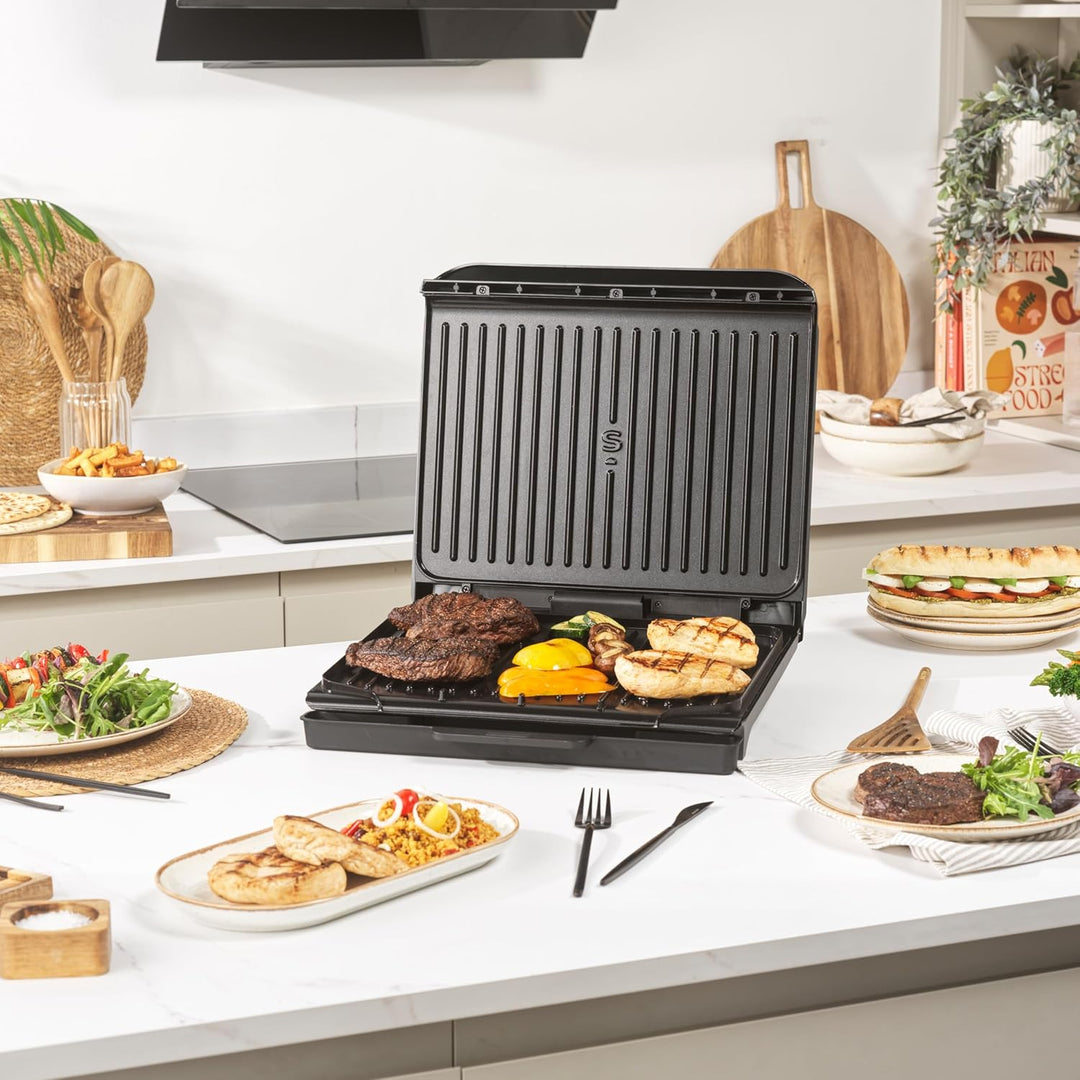 Salter ActiGrill Familie – 8 Portionen grosser Gesundheitsgrill, schwimmendes Scharnier für dickere