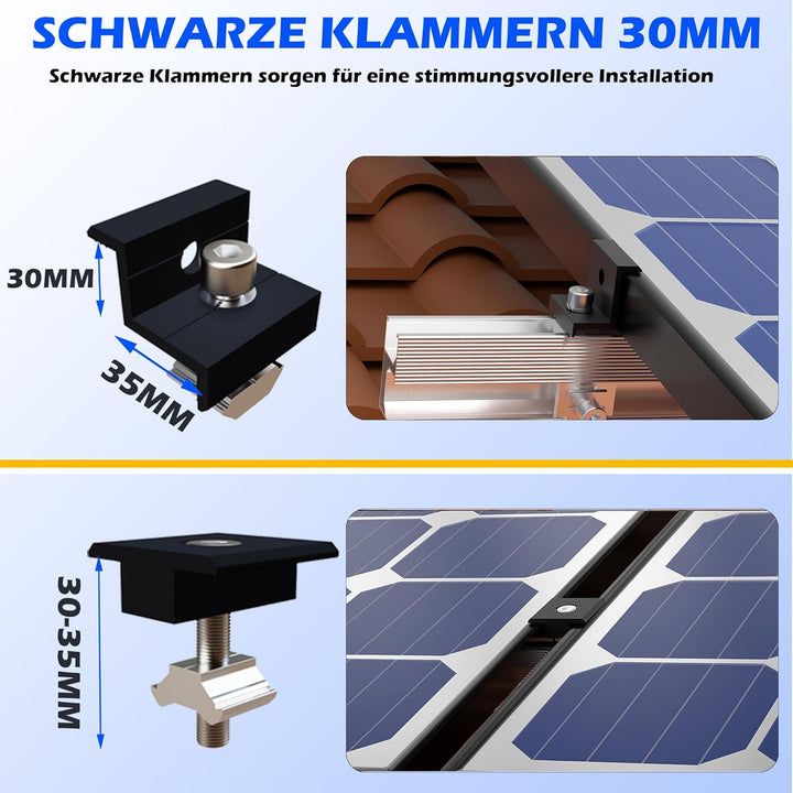 Warmfay Solarmodul Halterung Ziegeldach, 1500MM Lange Profilschienen Dachhaken Photovoltaik Dachzieg