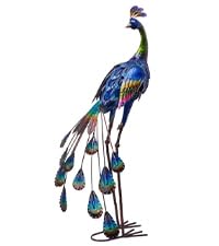 TERESA'S COLLECTIONS Gartendeko für draussen, 61cm grosse Gartenstatue, Pfau, aus Metall, Skulpturen