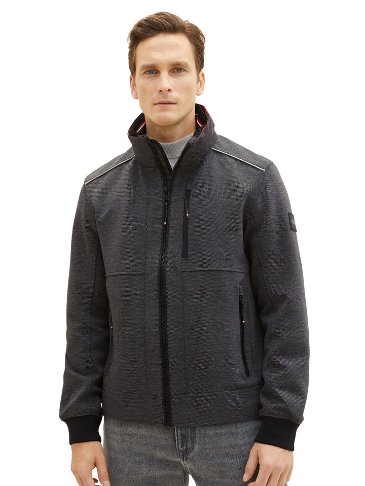 TOM TAILOR Herren Casual Blouson Jacke mit Abnehmbarer Kapuze im Kragen XL 31109-anthracite Knitted