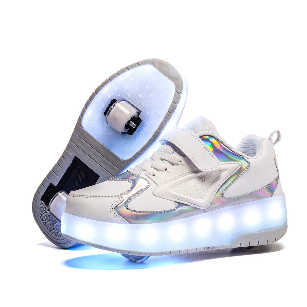 Kinderroller mit LED Licht | Automatisch Einziehbar & Abnehmbare Vorderreifen | Outdoor-Spiel-Schuhe