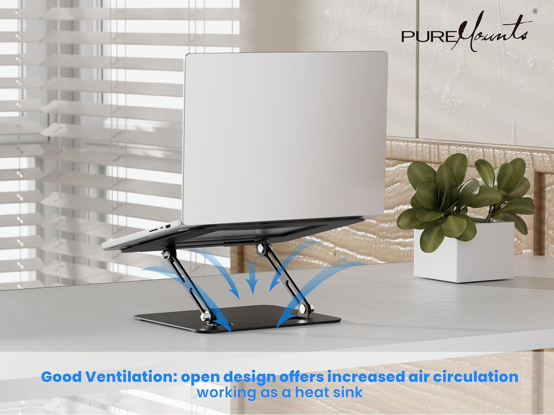 PureMounts Laptop Ständer Höhenverstellbarer, Faltbarer & Ergonomischer Notebookhalter für Home Offi