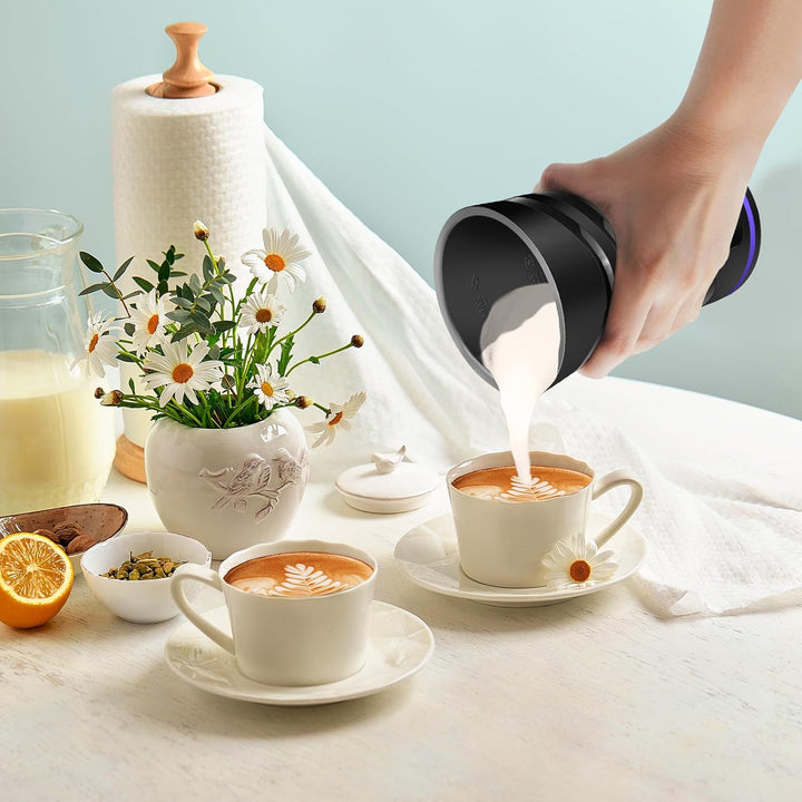 Milchaufschäumer, Elektrisch Milk Frother 430ml, 4 In 1 Antihaftbeschichtung Milchschäumer Elektrisc