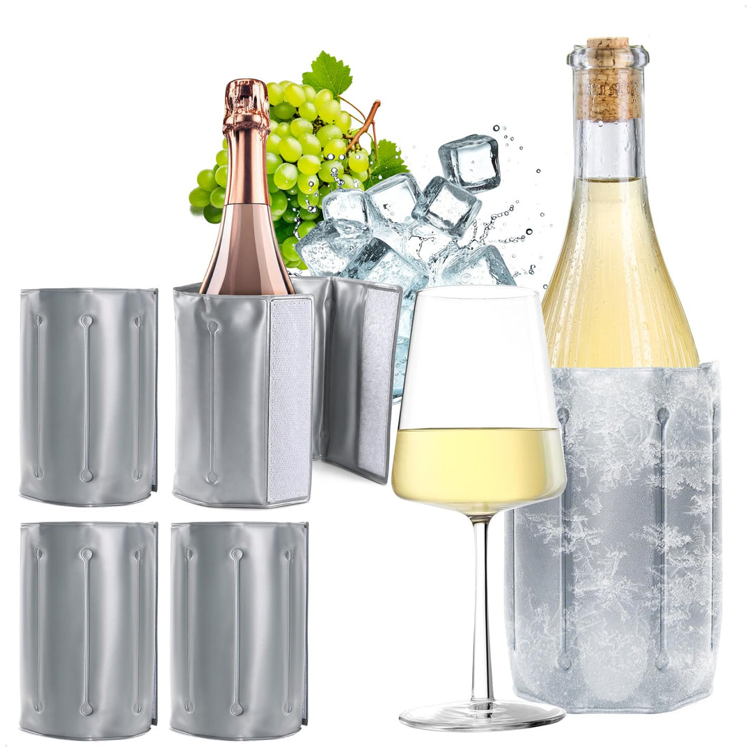 COM-FOUR® 4x Flaschenkühler für unterwegs - Weinkühler-Manschette mit Schnellverschluss - Kühlmansch