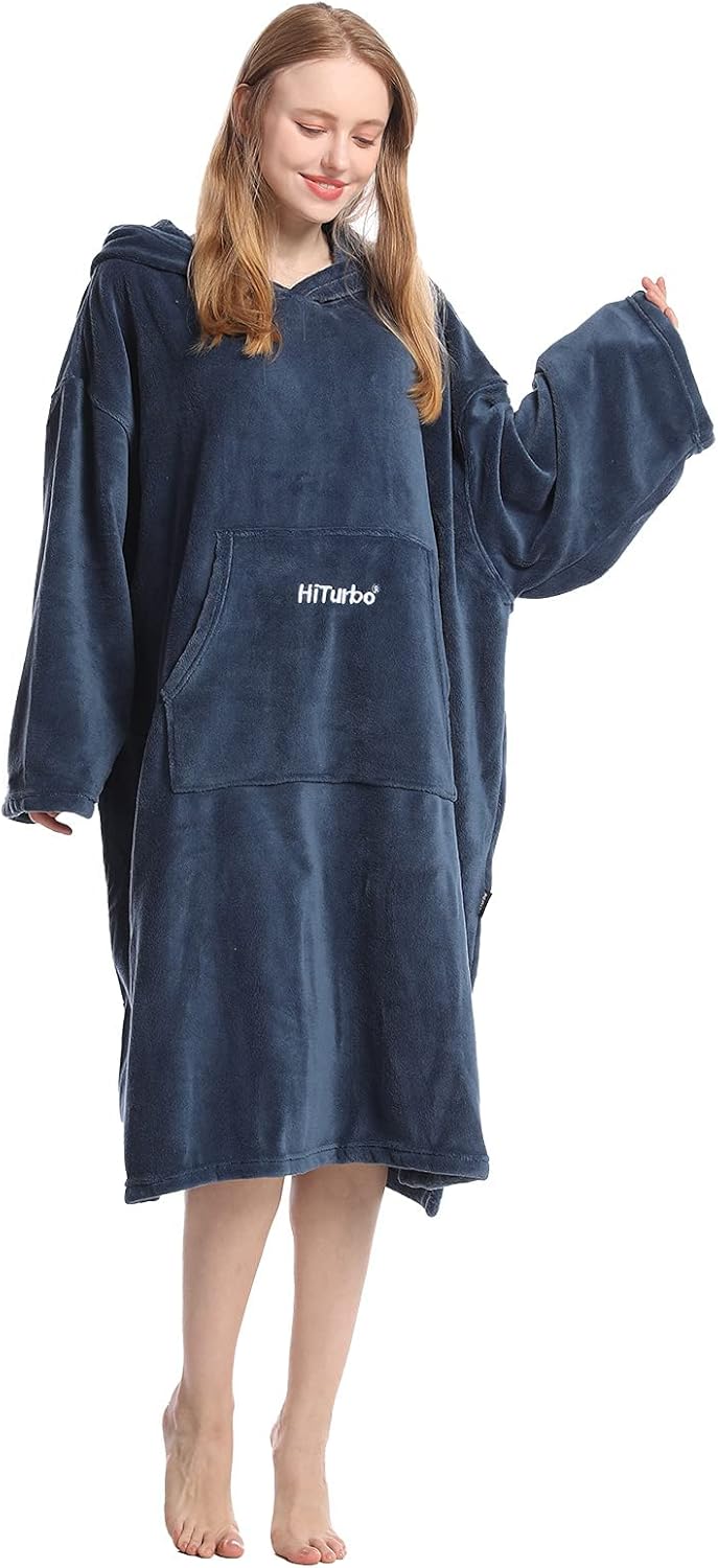 Hiturbo Bademantel, Damen Herren Robe, Unisex, Einheitsgrösse, Warmer Weicher Fleece Mogenmantel mit