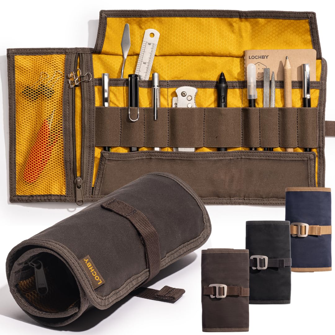 LOCHBY Tool Roll, 8x16 Inches (Unrolled) -Rugged Everyday Carry Organizer for Pens, Tools, & More -T