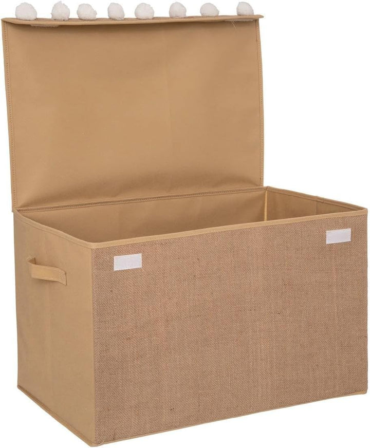 Atmosphera - Kindertruhe - Jute und Pompons - 36x57 cm - Kastanienbraun cm Kastanienbraun, cm Kastan