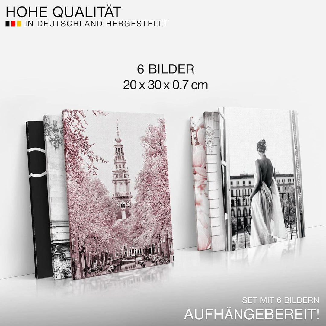Novart Wandbilder Set - KOMPLETT AUFHÄNGFERTIG - Made in Germany - Moderne Bilder Fashion Wohnzimmer
