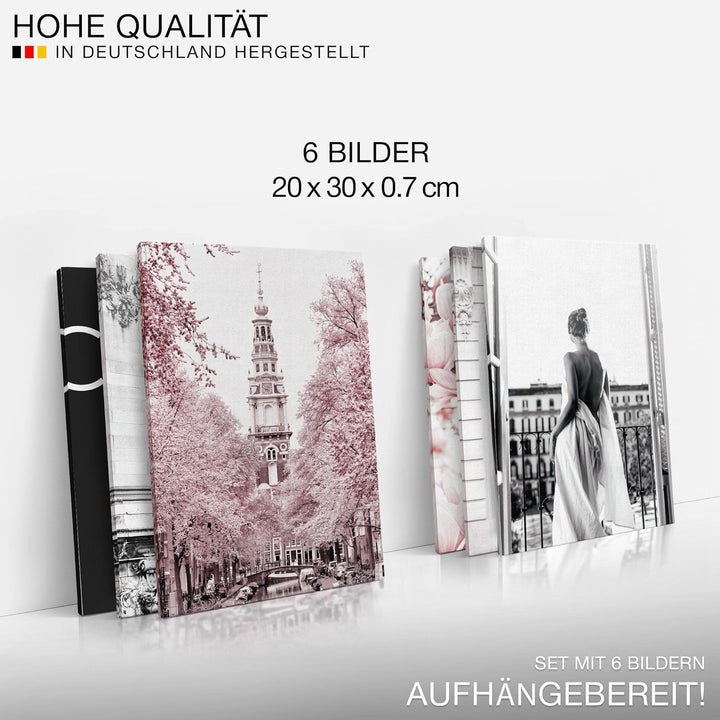 Novart Wandbilder Set - KOMPLETT AUFHÄNGFERTIG - Made in Germany - Moderne Bilder Fashion Wohnzimmer