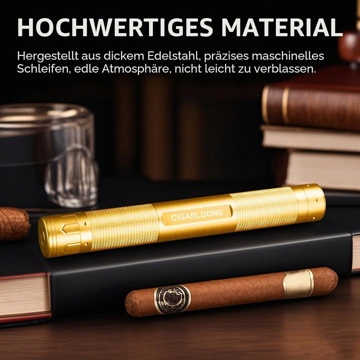 Zigarrenetui 3-in-1 Edelstahl Zigarrenrohr mit Hygrometer, Zigarrenpunsch und Zigarrenhalter, langle
