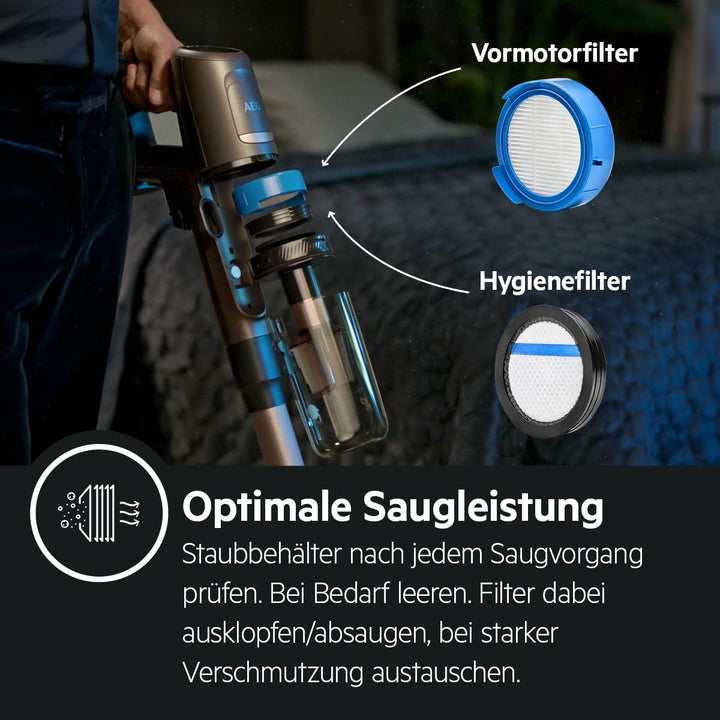 AEG Animal 8000 Akku-Staubsauger + AZE150 Ersatz-Akku/Automatik / 5-stufige Filtration/Digitale Anze