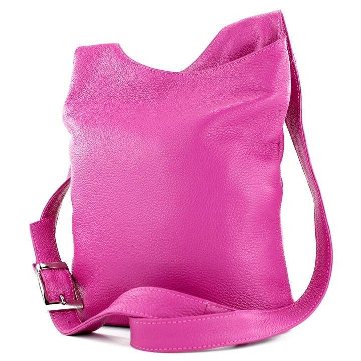 modamoda de - T221 - ital. Umhängetasche Schultertasche Medium aus Leder Rosa, Rosa