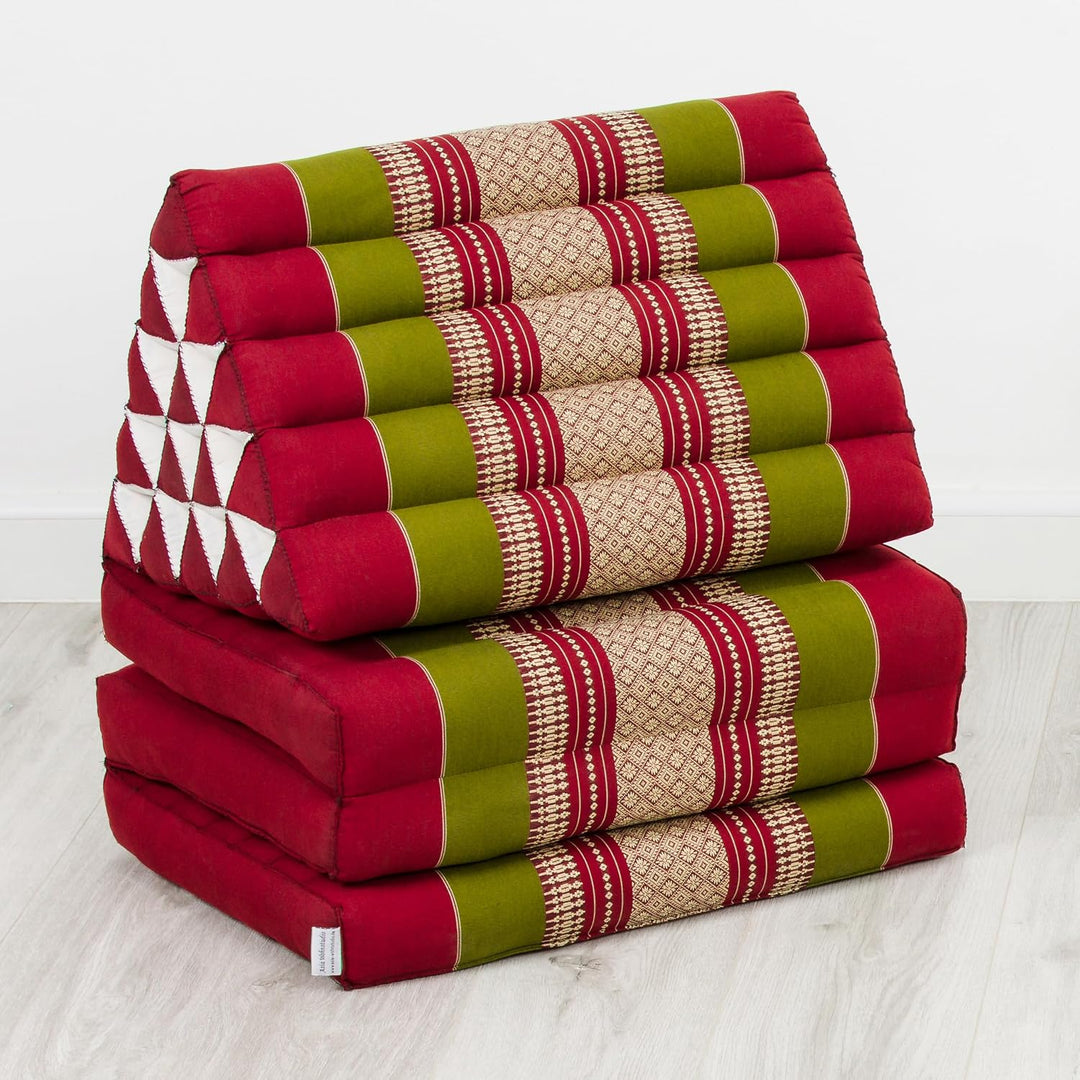 livasia Thaikissen 3 Auflagen extrahoch - 185x55x8cm - Dreieckskissen mit Klappmatratze, Kapok, Jumb