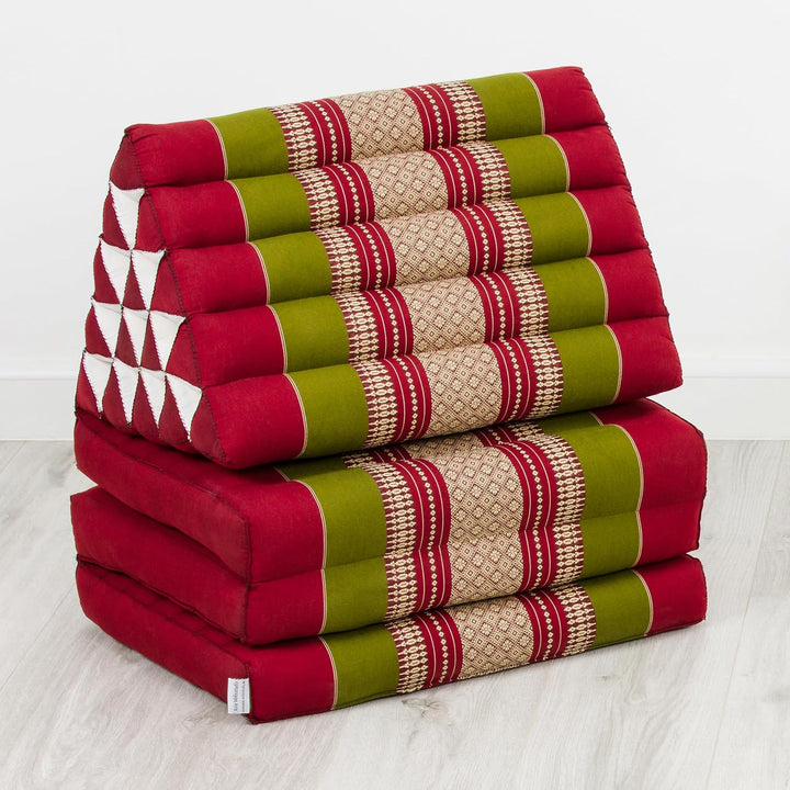livasia Thaikissen 3 Auflagen extrahoch - 185x55x8cm - Dreieckskissen mit Klappmatratze, Kapok, Jumb