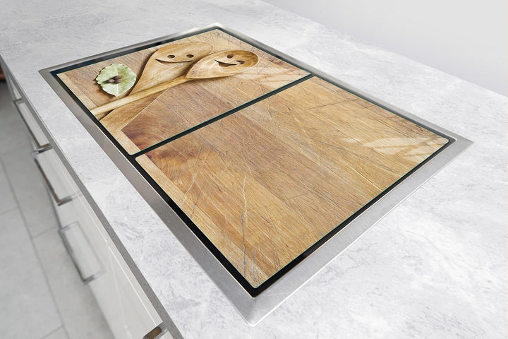 TMK ArtDeko Herdabdeckplatte 2 Teilig 40x52 + 45x52 cm - Spritzschutz Herdabdeckung – Herdschutz aus