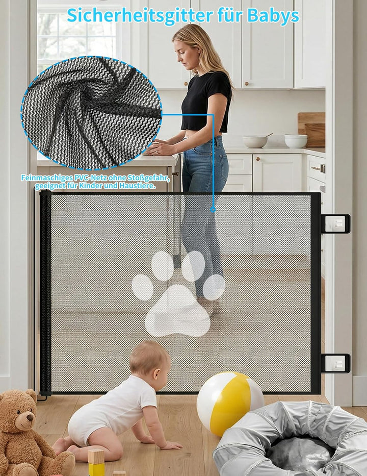 Treppenschutzgitter Ausziehbar für Babys, 0-130cm Treppenschutzgitter Türschutzgitter Ausziehbar Gee