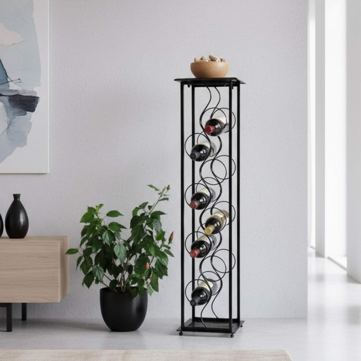 DanDiBo Weinregal Metall Schwarz Stehend Flaschenregal 100 cm Oktave Modern Wine Rack Weinständer We