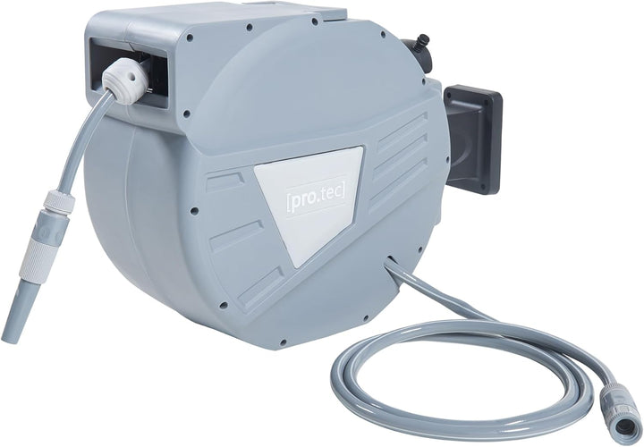 pro.tec Schlauchtrommel Amersfoort 30m + 2m Gartenschlauch Trommel Wand Schlauchaufroller Automatik