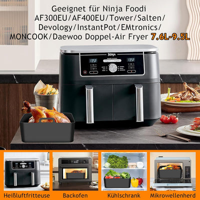 MILFECH Heissluftfritteuse Zubehör Airfryer Zubehör für Ninja Foodi AF300EU AF400EU 7.6L-9.5L und me