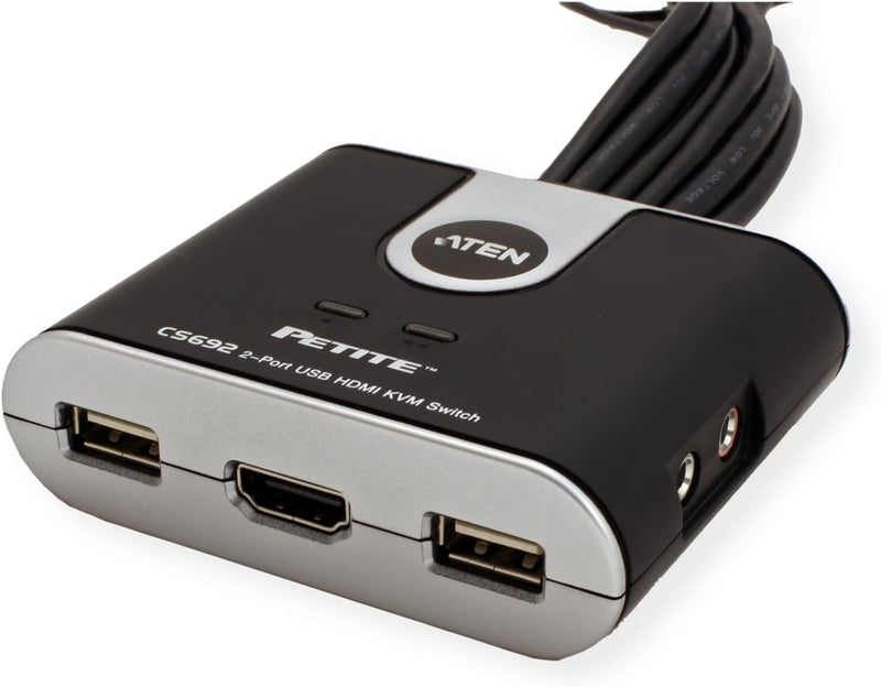 Best Price Square KVM Switch, 2 Port USB HDMI A/V, ATEN CS692 by ATEN Technology