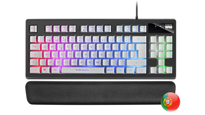 Mars Gaming MKAXWPT TKL H-Mech Kompakttastatur, RGB-Beleuchtung mit 9 Effekten, Gel-Handballenauflag