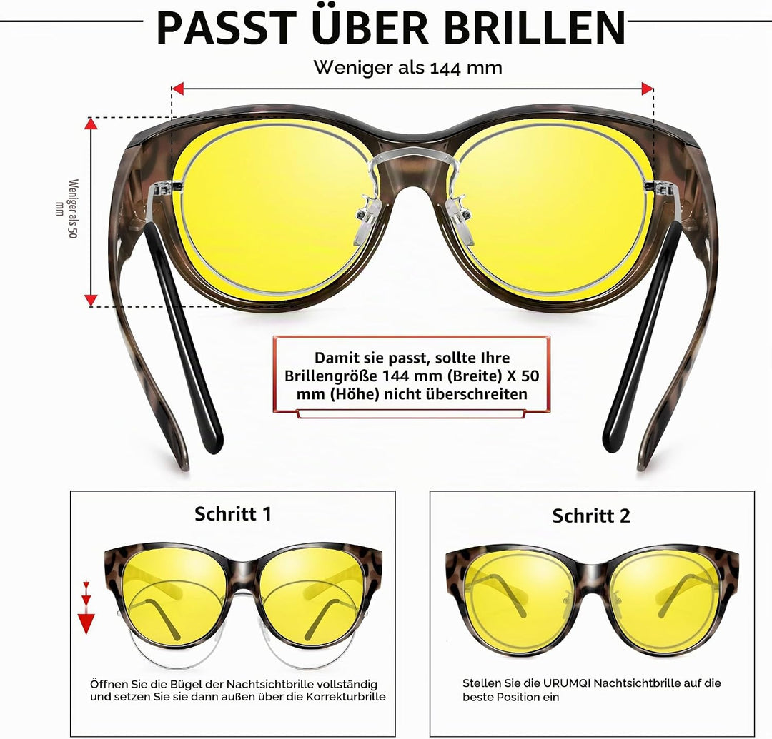 URUMQI Nachtsichtbrille für Autofahrer, Nachtfahrbrille Nachtbrille zum Autofahren Damen Herren, Aut