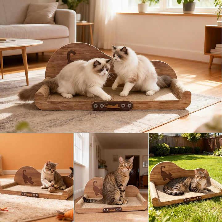 Kratzbrett für Katzen von 5-8kg – 60x30cm Kratzpappe aus hochdichter Wellpappe – Katzenschlafsofa zu