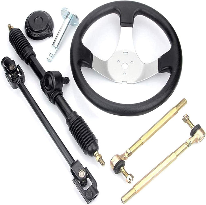 Go-Kart 300mm Lenkrad Lenkwelle Spurstangen Set Bootslenkrad Steuerrad Rack Kit Mit Zahnstange Ritze
