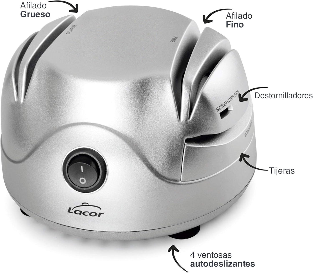 LACOR Elektrische Messerschärfer, Steel, Silber 13.5 x 15 x 9, 13.5 x 15 x 9 cm