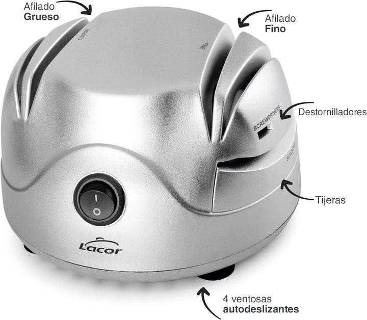 LACOR Elektrische Messerschärfer, Steel, Silber 13.5 x 15 x 9, 13.5 x 15 x 9 cm