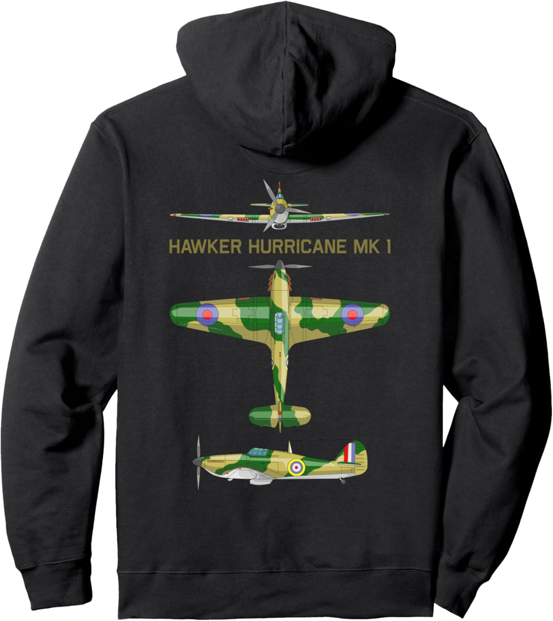 Hawker Hurricane Mk 1 One Britisches WW2 Kampfflugzeug Pullover Hoodie