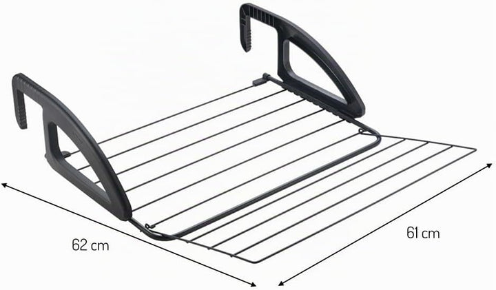 Metaltex Heizungs-und Balkonwäschetrockner, Metall, schwarz matt, 62x61x17 cm, Schwarz Matt