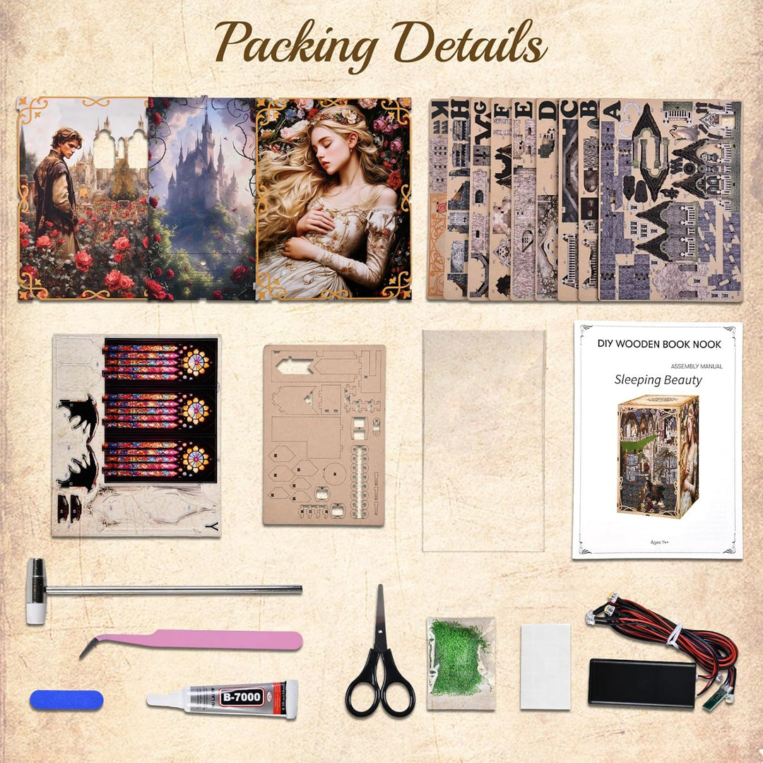 Book Nook Kit DIY Miniatur Kit Buchstütze 3D Holzpuzzle mit Staubschutzhülle für Bastelenthusiasten