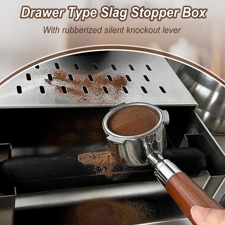 Kaffee-Klopf-Box-Behälter, Edelstahl Kaffeemühlen Klopf Box, Schublade Verdickter Espresso mit Abneh
