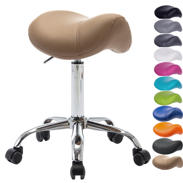 1stuff® Sattelhocker Sattelstuhl MULY - Sitzhöhe bis ca. 74cm - ergonomischer Rollhocker Bürohocker