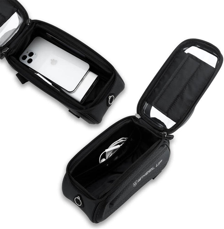 Cadorabo 7 Zoll Handy Fahrradtasche in SCHWARZ - Rahmentasche mit Handyhalter für Smartphones bis 7