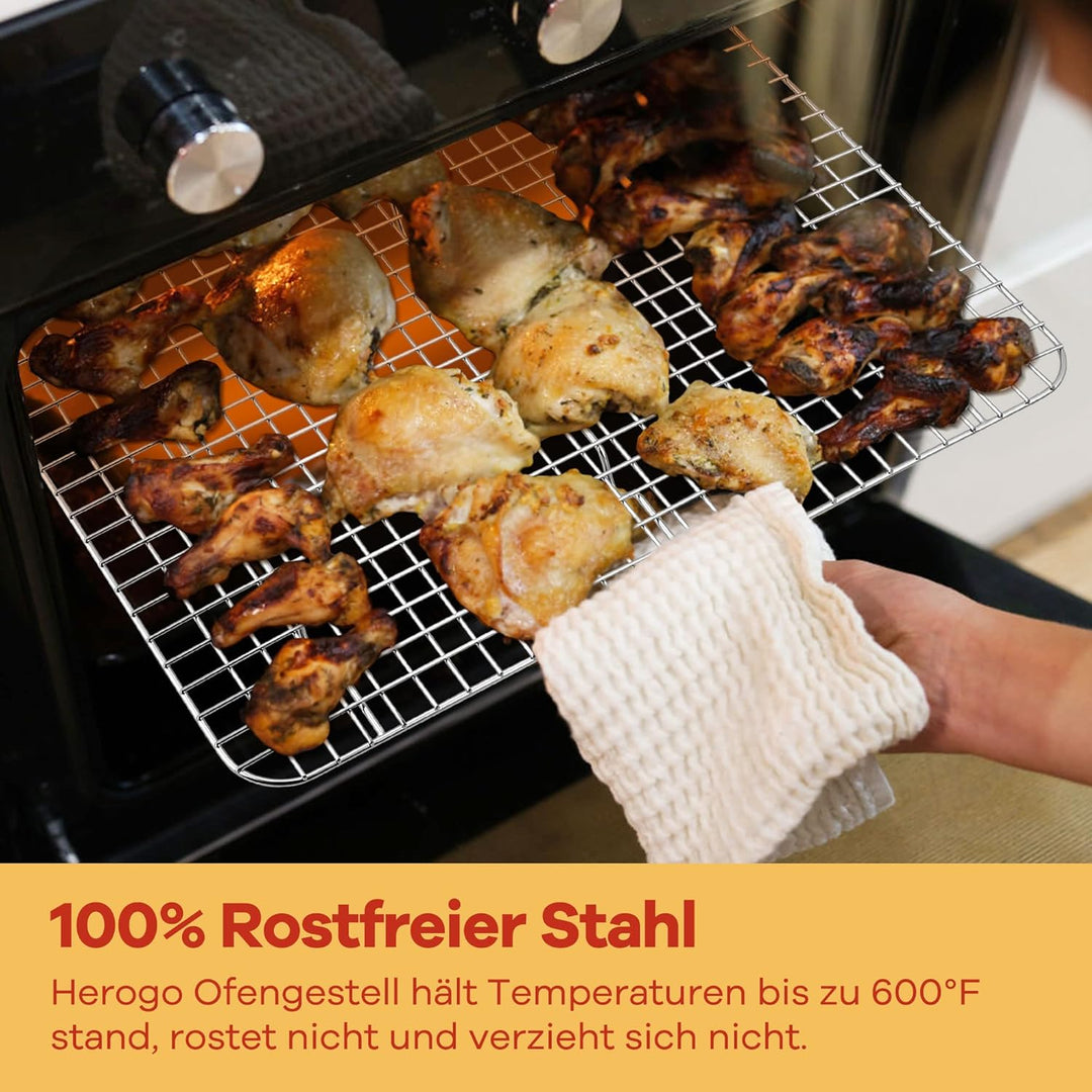 Herogo Grosses Abkühlgitter Set, Edelstahl Auskühlgitter 2er-Set, 39x28x2 cm, für Grosse Backbleche,