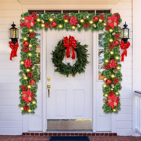 Weihnachtsgirlande mit Beleuchtung, 2.7M Girlande Weihnachten Batterie 30LED Warmweiss Tannengirland