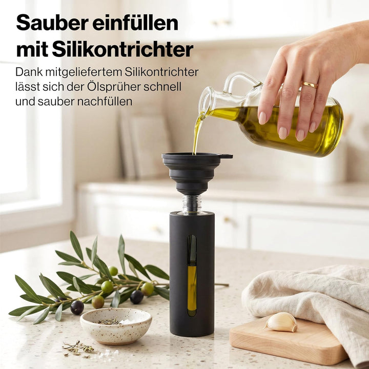EDELHAUS Edelstahl Ölsprüher - Hochwertige Öl-Sprühflasche aus Edelstahl & Glas, für gesundes Kochen